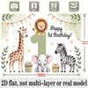 Party Backdrop Flat Banners Lion Elephant Giraffe Zebra First Celebrations Wedding Photo Booth Background Front Door Decor
