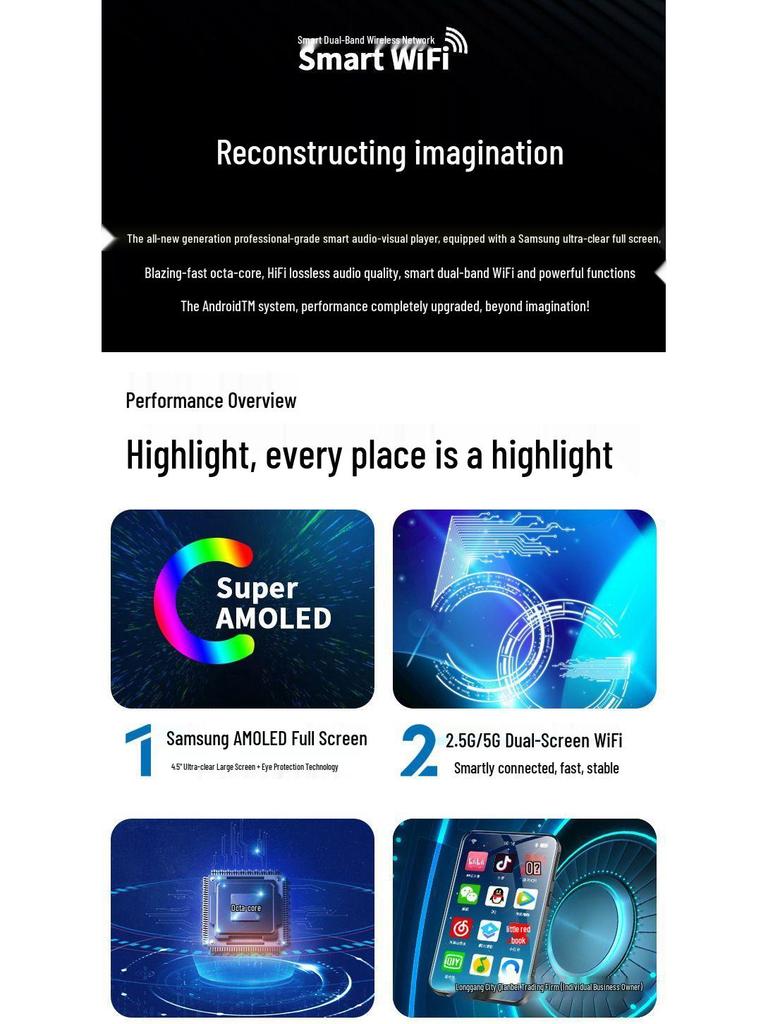 WLAN-fähiger MP4/MP5-Player: Tragbares Vollbildgerät für Musik, Video, Bluetooth und E-Book-Lesen