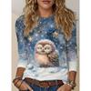 Artistic Landscape Painting Pattern, Slim Fit, Casual Round Neck, Long Sleeves, Everyday Creative Oil Painting Design Pattern.