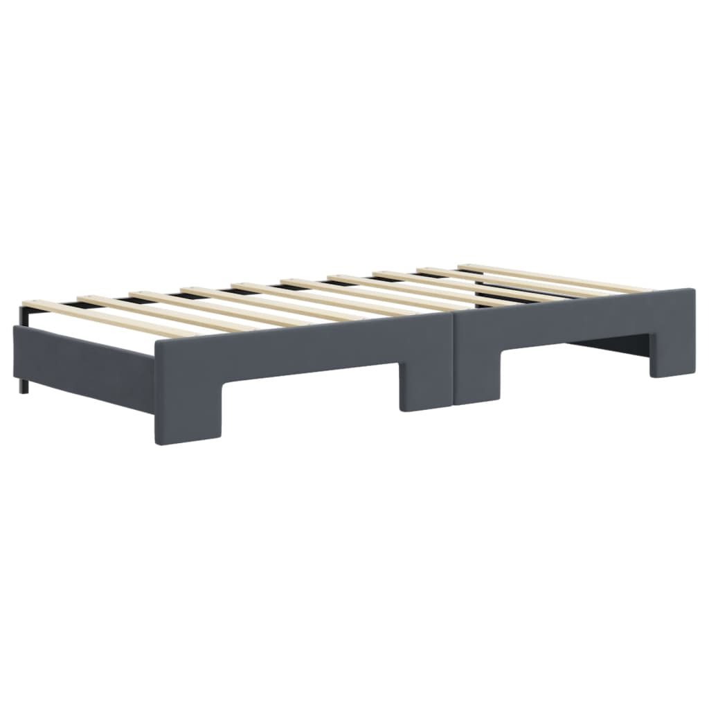 Pull Out Daybed Dark Grey 90 x 190 cm Velvet