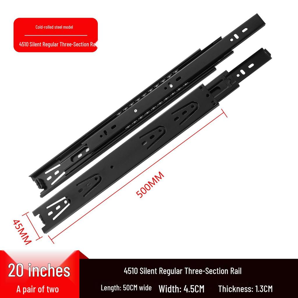 Silent Double Spring Damping Drawer Slides: Three-Section Buffer Guide Rails