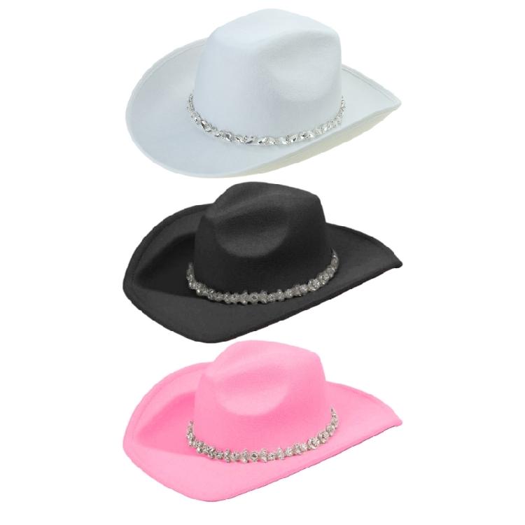Delicate Glistening Cowgirl Hat with Rhinestones Western Cowboy Hat for Stage