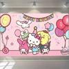 1Pc Sanrio Hello Kitty Birthday Tapestry Polyester 2D Print Wall Hanging For Kids Bedroom Party Decor Gift