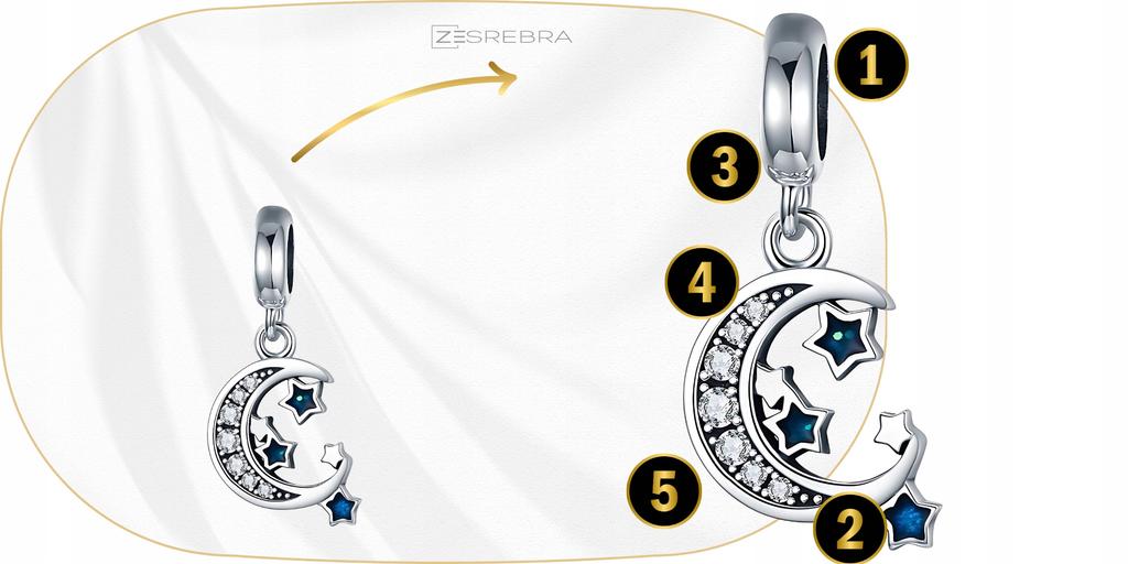 Moon Charms Pr 925 Pendant Bead Charms Stars Night