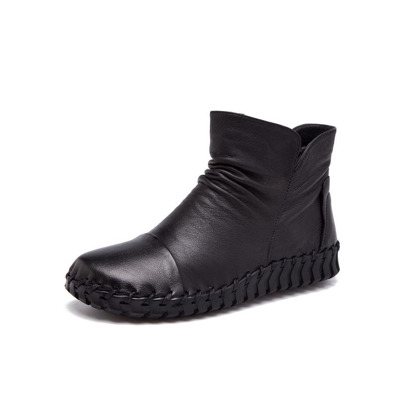 Women's Handmade Soft Cowhide Short Boots - Autumn/Winter Casual Style