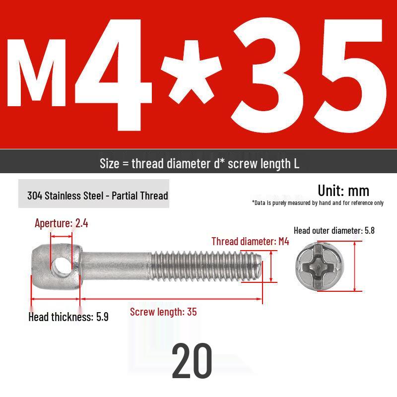 304 Stainless Steel Lead Seal Galvanized Meter Screw with Cross Hole