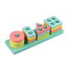 Wooden Geometric Column Set Children'S Montessori Early Education Cognitive Building Block Pairing Smart Five-Pillar Toy