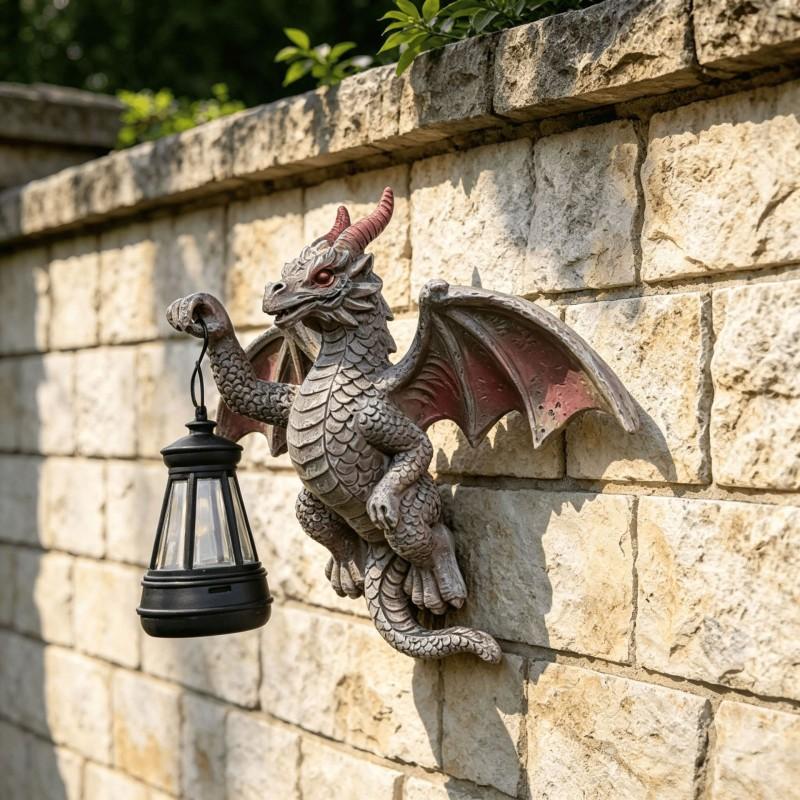 Solar-Powered Dinosaur Wall Decor Garden Yard Outdoor Lighting Decorative Hanging Ornament
