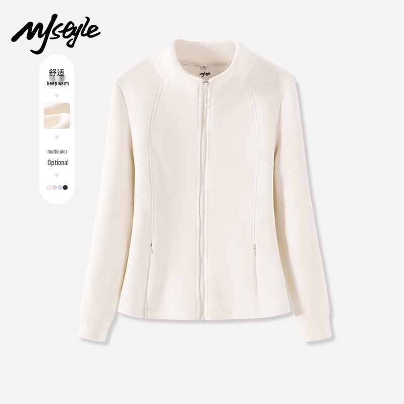 

MJ STYLE Women s Velour Fleece Stand-Up Collar Cardigan Jacket M