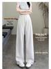 Women's High-Waisted White Wide-Leg Jeans, Plus Size, Versatile Spring/Autumn Floor-Length Pants