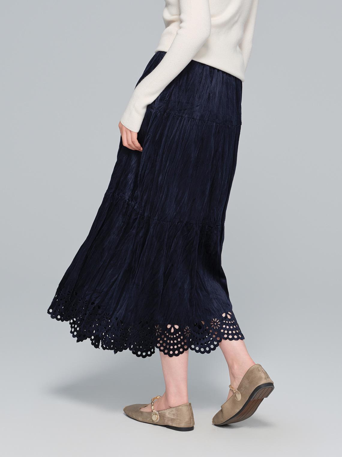 

Velvet Hollow Hem A-line Cake Skirt - Women s Slimming Autumn/Winter 2025 One Size