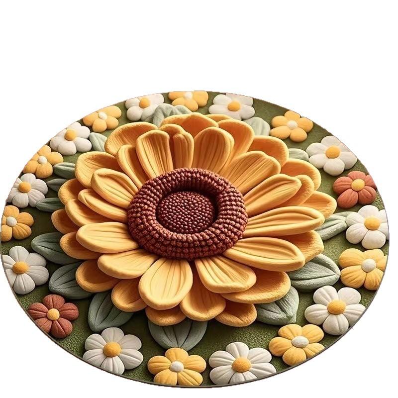 3D Flower Crystal Velvet Floor Mat, Living Room Coffee Table Foot Mat, Cloakroom Premium Sense Floor Mat, Non-Slip And Cool Mat
