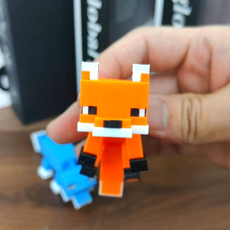 3D Printed Blue Fox-shaped Figurine Pet Figurines Collection Toys Action Figurines Ornament Ornaments Decor Kids Gift