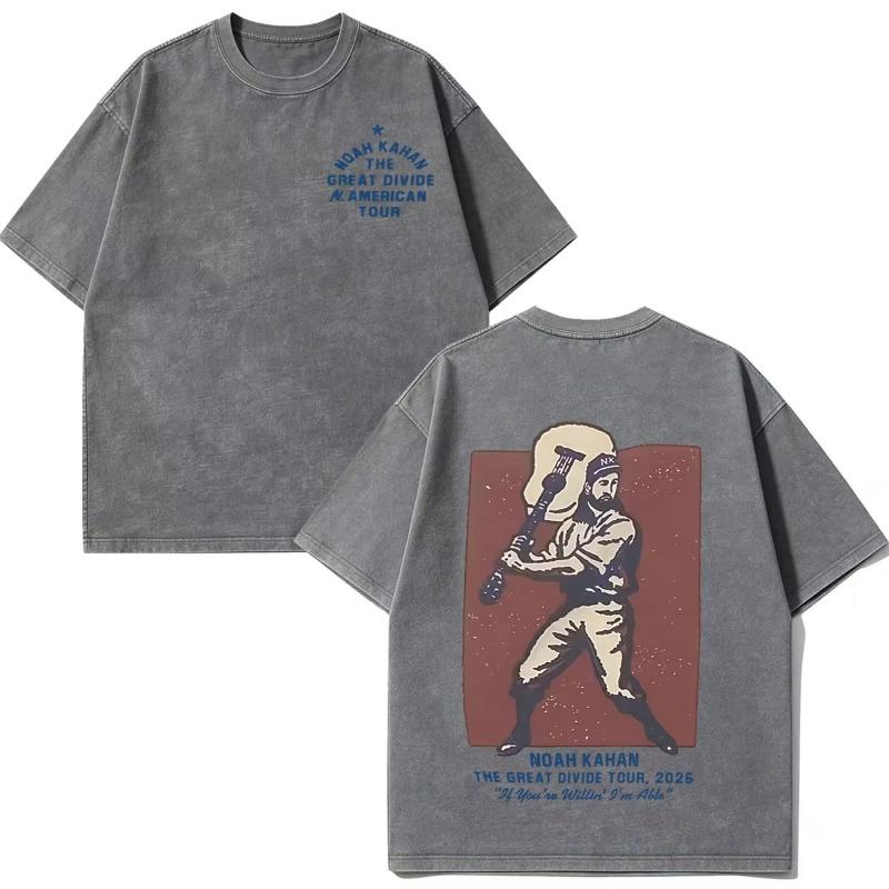 Noah Kahan The Great Divide Tour 2026 Grafica Vintage Lavata Maglietta Uomo Donna Moda Maglietta Estiva Casual Magliette in Cotone
