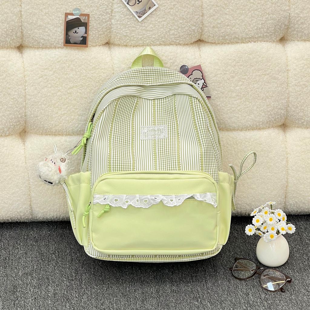 Schoolbag High-value Plaid Burden-reducing Backpack for Boys and Girls, Lightweight and Large-capacity Waterproof Backpack, Small Fresh and Versatile