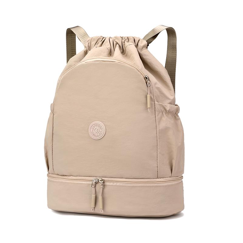 Drawstring Backpack with Dual Zipper Compartment Lightweight Casual Bag Unisex Gym Travel School Backpack