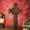Vintage Solid Wood Carving Orthodox Cross Wooden Crafts Church Holy Home Living Decorations