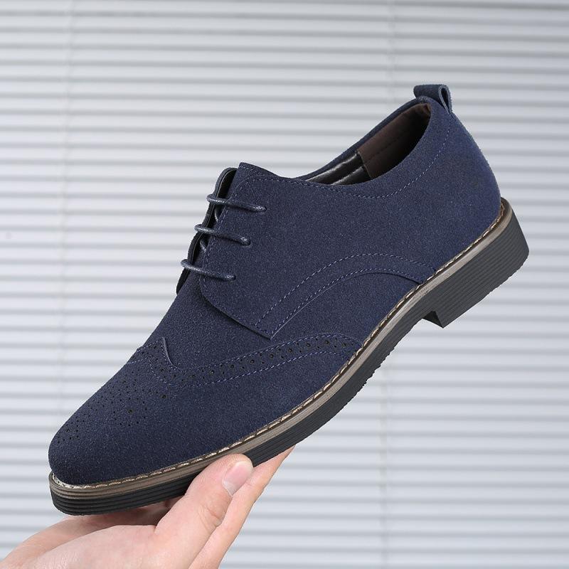 

2025 new men s large size fashion trend Brock casual single shoes lace-up Korean version of men s leathershoes 38 синий