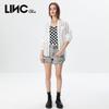 Women's Sweet Cool Black & White Plaid Crop Camisole