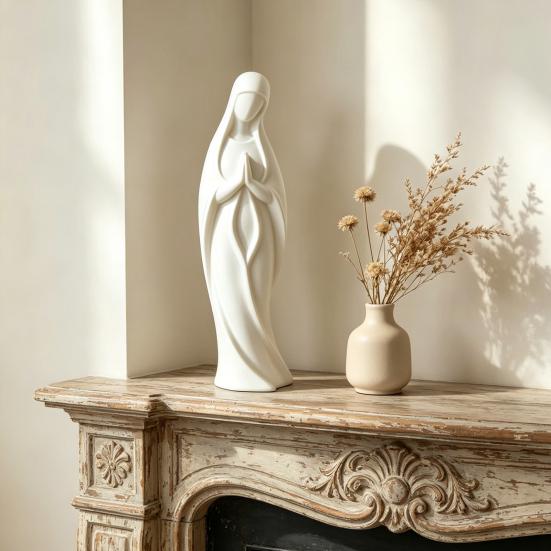 Statua della Vergine Maria Stampata 3D Statuetta Religiosa Cattolica di Santa Maria Scultura della Beata Madre per Arredamento Casa