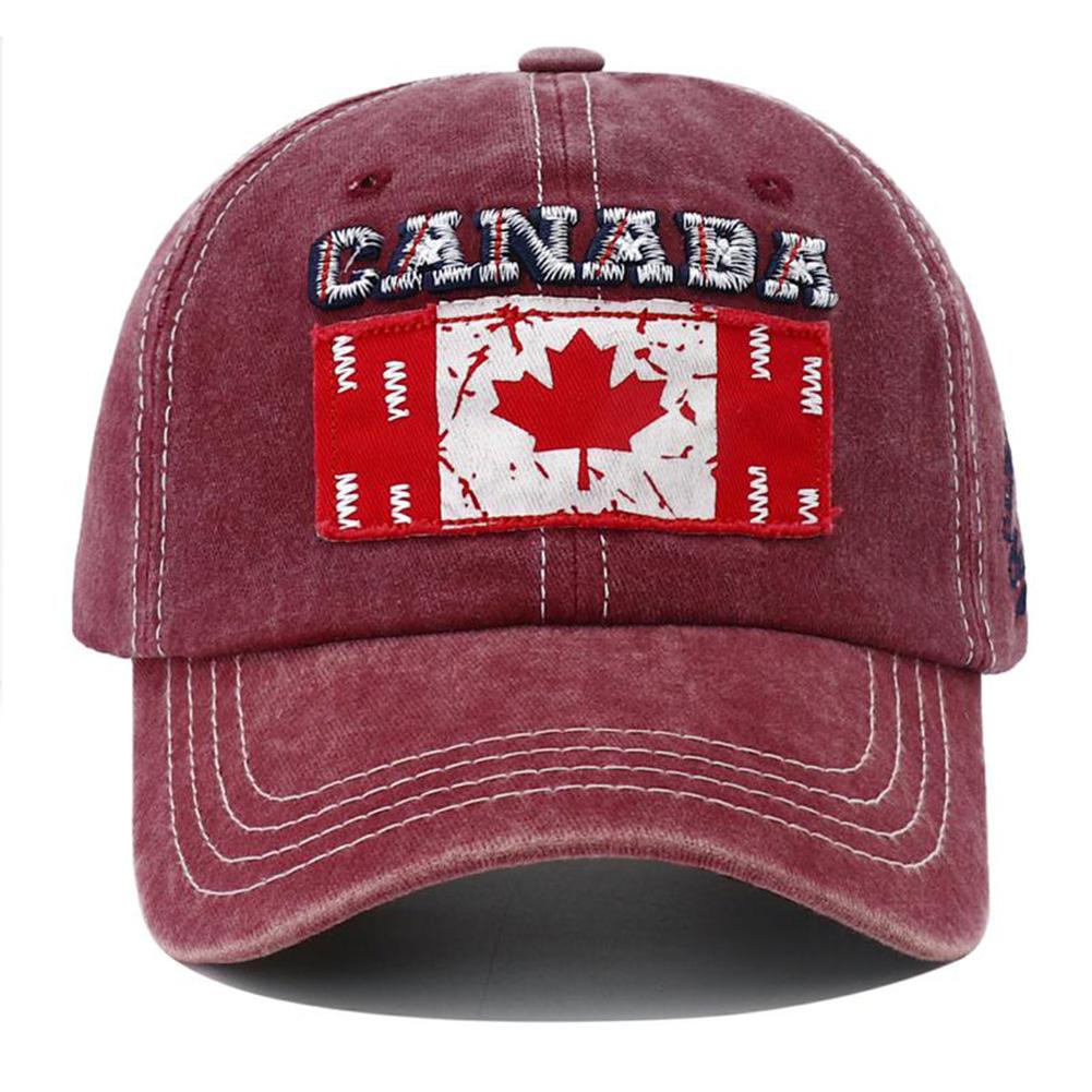 New Unisex Washed Cotton Baseball Cap Vintage Canada Flag Embroidery Snapback Hat Outdoor Sports Hats For Men Women Peaked Caps