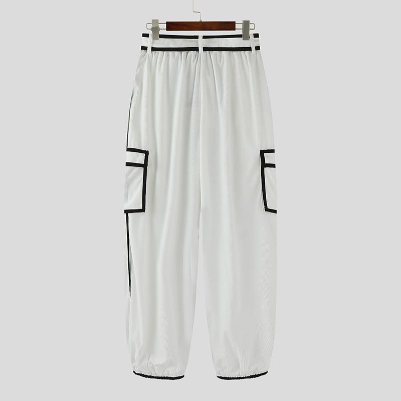 INCERUN Podzim Jaro Pánské Ležérní Elastický Pas Prošívaný Pás Dlouhé Harémové Kalhoty