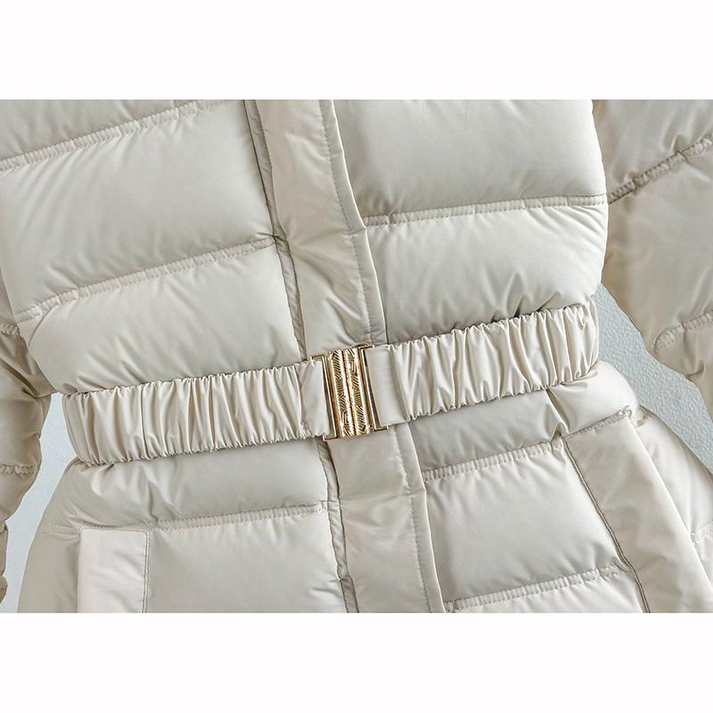 Winter Long Style Teen Girls Jacket Solid Color Slim Fit Fashion Detachable Hat Big Fur Collar Hooded Keep Warm Coat Kids