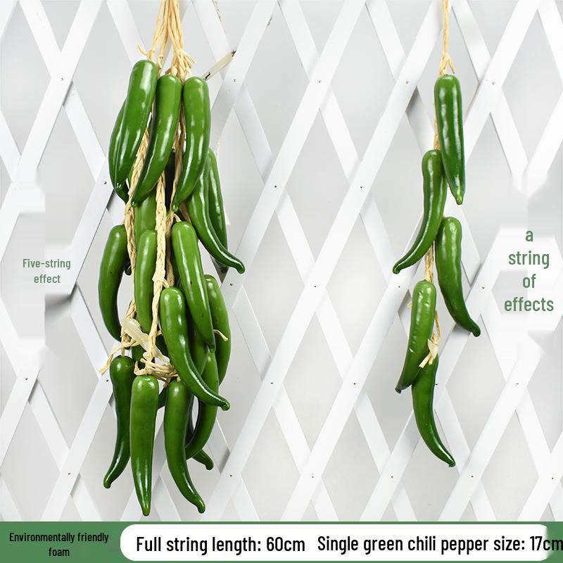 Brocheta Artificial de Chile Rojo, Ajo, Cacahuete y Maíz para Decoración de Fiesta de la Cosecha