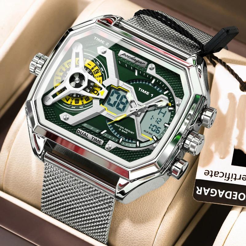 

Топ Бренд Мужские Модные Часы Взрывные Электронные Часы с Тремя Механизмами Многофункциональные Спортивные Наручные Часы