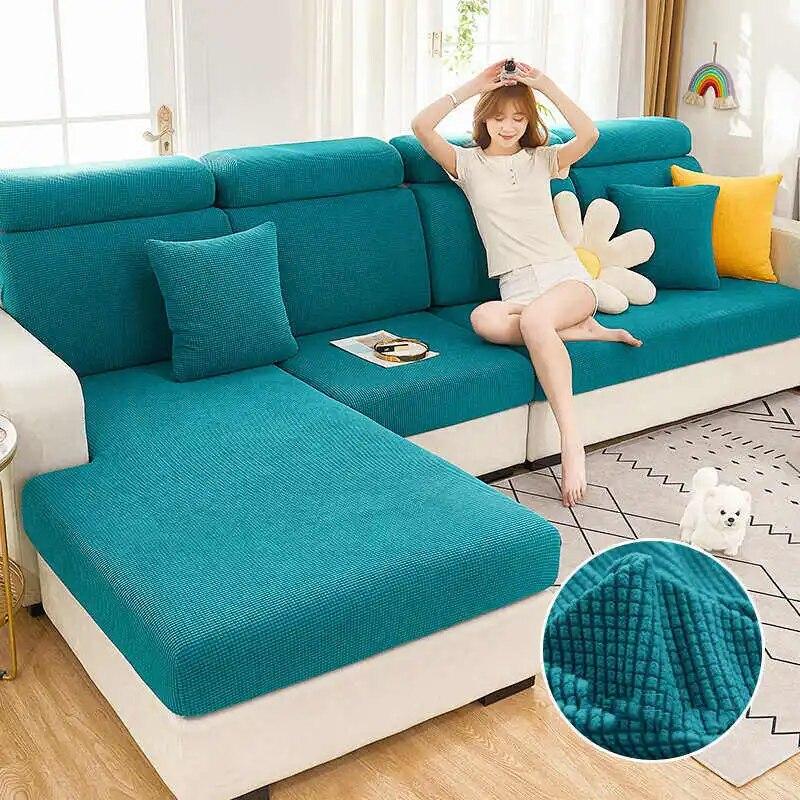 Livingroom Jacquard Sofa Cushion Cover Stretch Washable Removable Couch Covers Universal 1/2/3/4 Seat