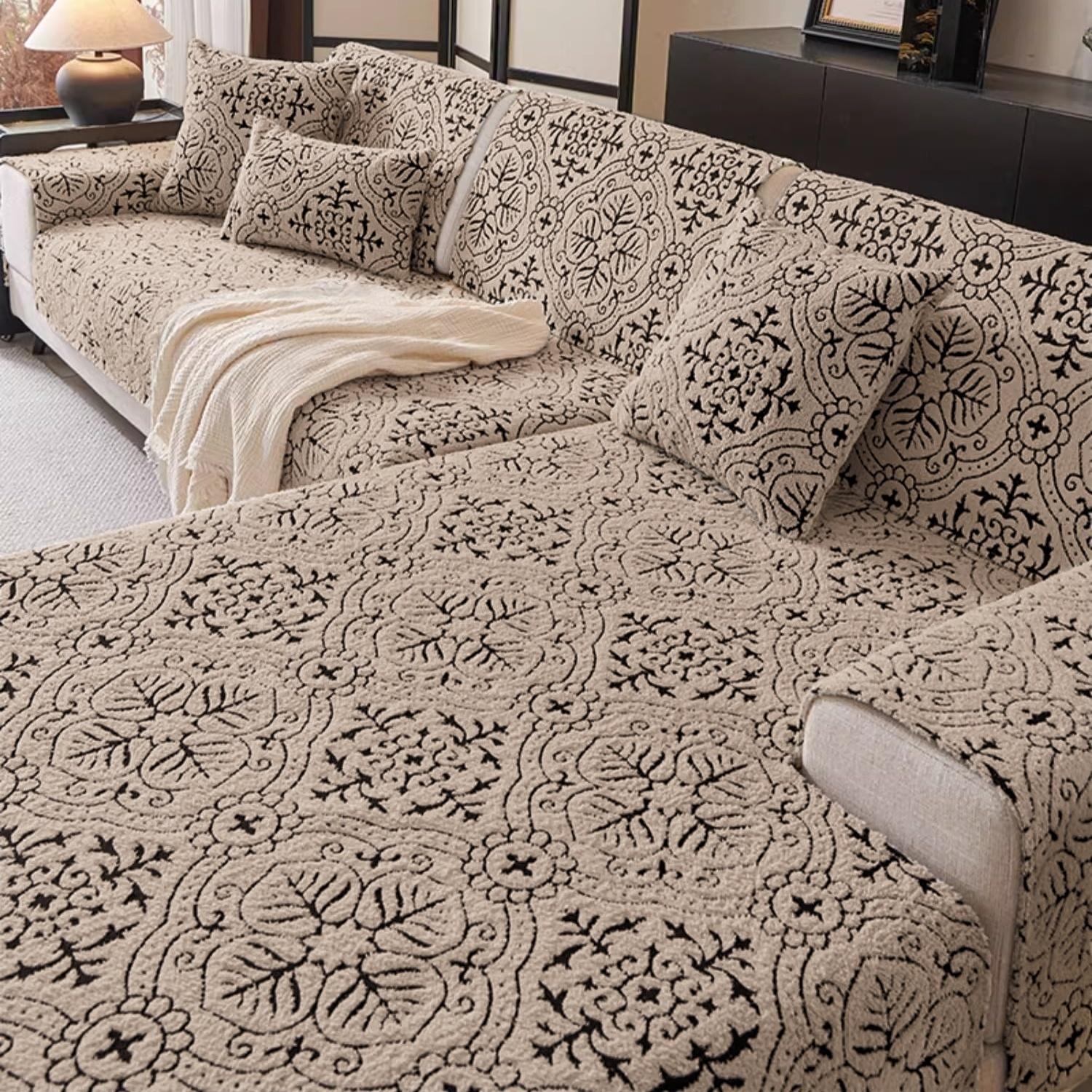 

1 шт. Жаккардовый Пушистый Утолщенный Теплый Противоскользящий Чехол на Диван, для Гостиной Чехол на Сиденье Дивана Моющийся Универсальный Размер Диванное Полотенце 70*70cm коричневый