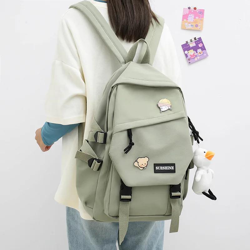 Large Capacity High School Student Backpack Versatile Style Schoolbag for Junior High Girls