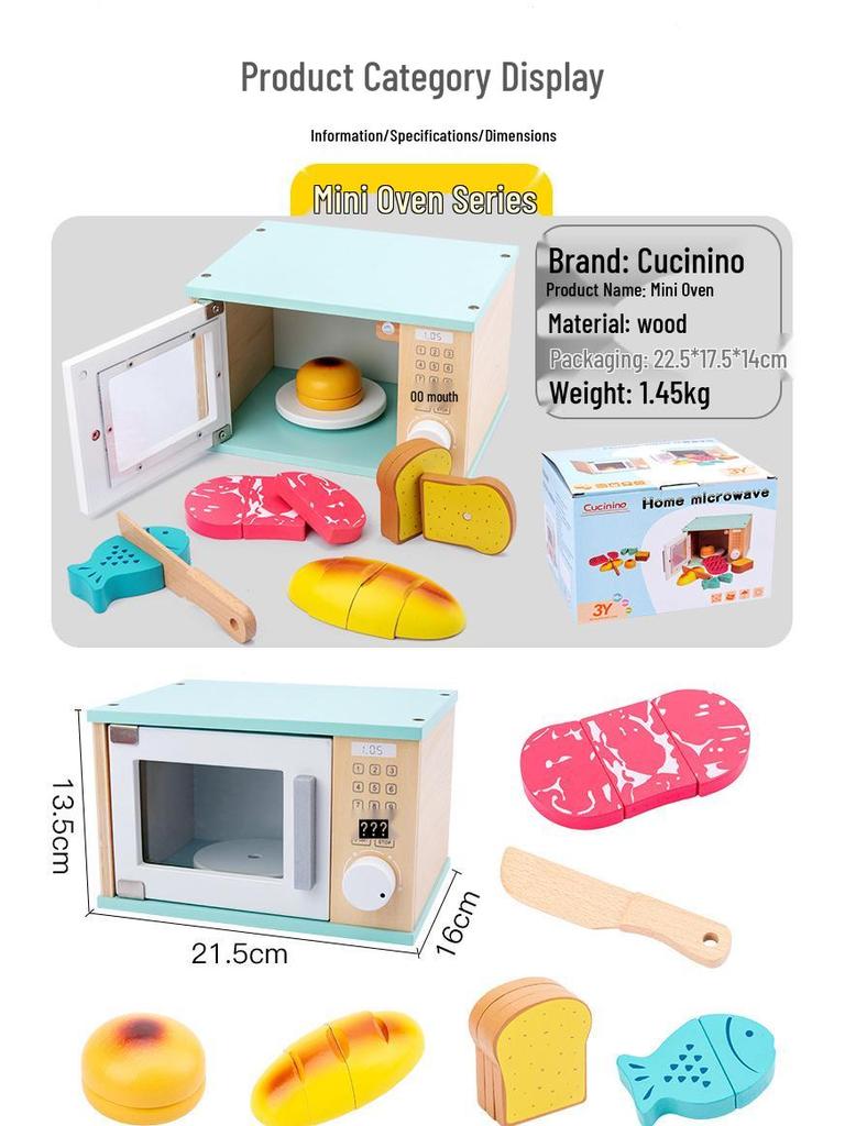Kids' Wooden Kitchen Pretend Play Set with Oven, Toaster & Waffle Toys