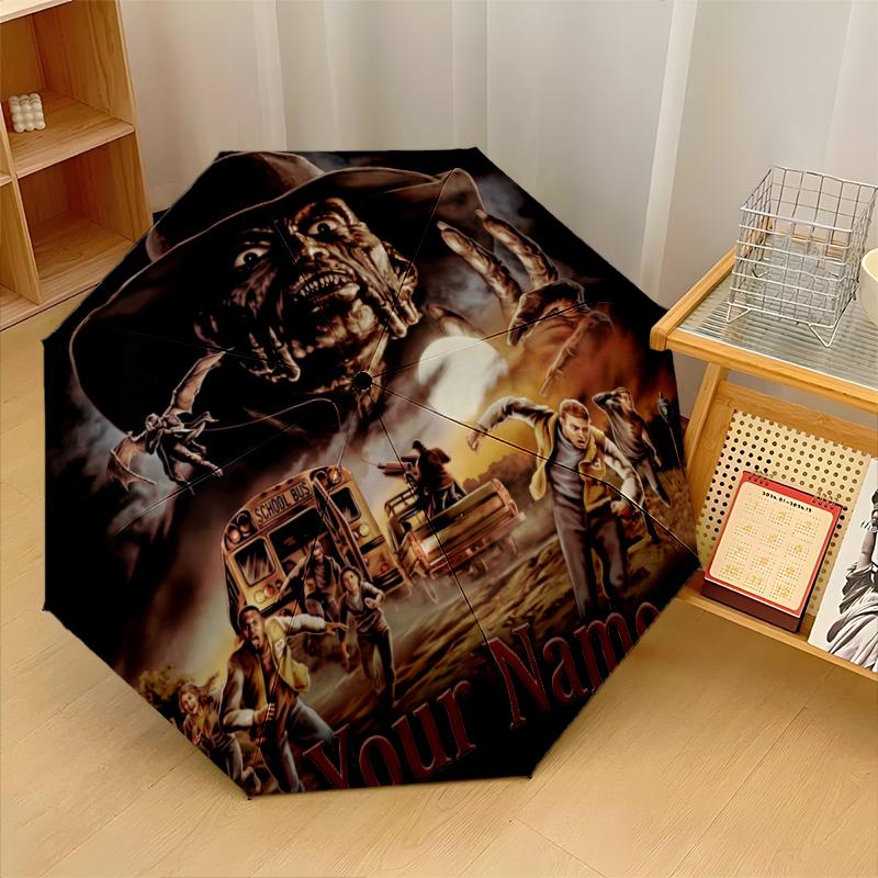 Custom Text Automatic 8 Bone Umbrella, Portable Sun Rain Protection UmbrellaJeepers Creepers The Creeper