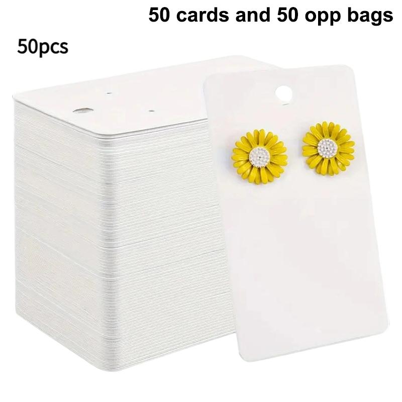 50/100 Bucăți Carduri de Afișare din Hârtie pentru Cercei - Suporturi DIY pentru Cercei Tip Ac și Cercei Hoop, Etichete pentru Afișarea Bijuteriilor, Materiale de Ambalare