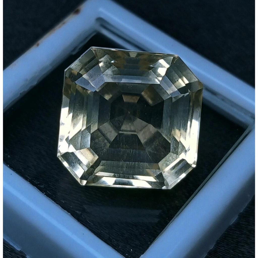 Beautiful Natural Light Yellow Sapphire 14+ Ct Asscher Cut Certified Gemstone