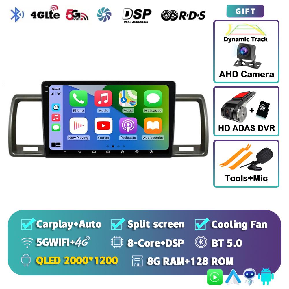 Android 14 Carplay Auto For Toyota Hiace 2004-2019 Car Radio Multimedia Video Player Head Unit GPS Navigation Stereo 2din 2 DIN