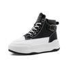 Frühling Neue Student Casual Board Schuhe mit dicken Sohlen Runde Zehen All-Match High-Top Kleine weiße Schuhe mit Lederoberfläche zum Warmhalten