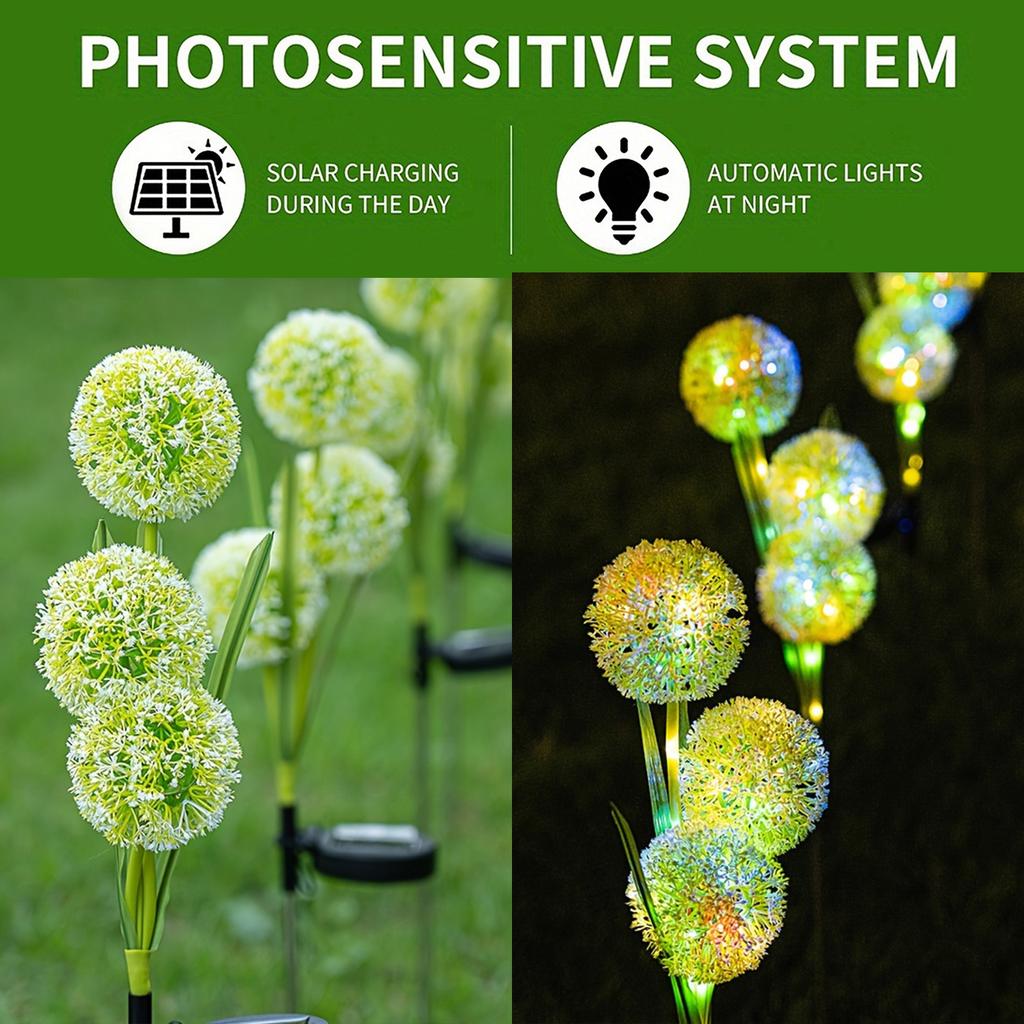 1Pc Solar Energy Three Head Dandelion Outdoor Plant Flower Lights Vivid Decorative Lights Garden Atmosphere Lights