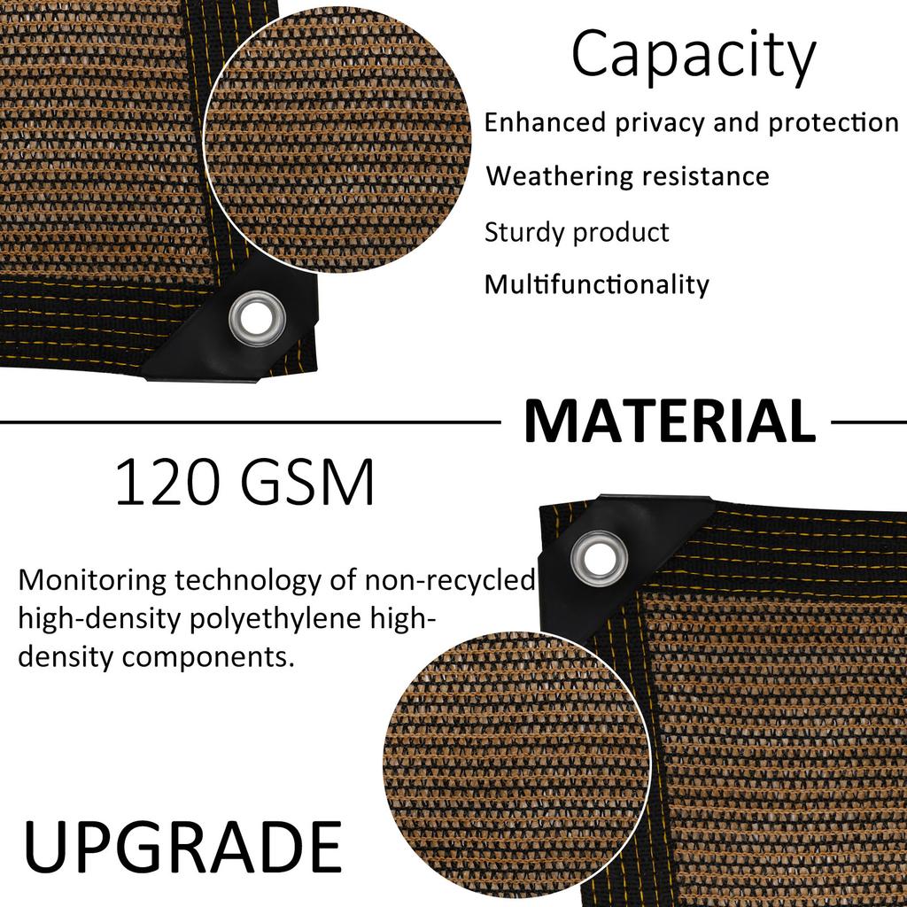 Privacy Fence Screen 120GSM Mesh Shade Net Cover with 50 Zip Ties and 10m Rope 3.28×19.68ft Effective Shading Fence Panels