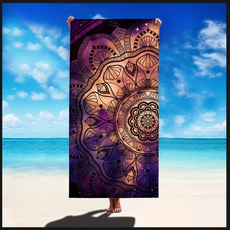Pastel Pink Purple Mandala Boho Print Microfiber Beach Towel Sand Free Quick Dry Yoga Swim Towel Suitable for Seaside Travel