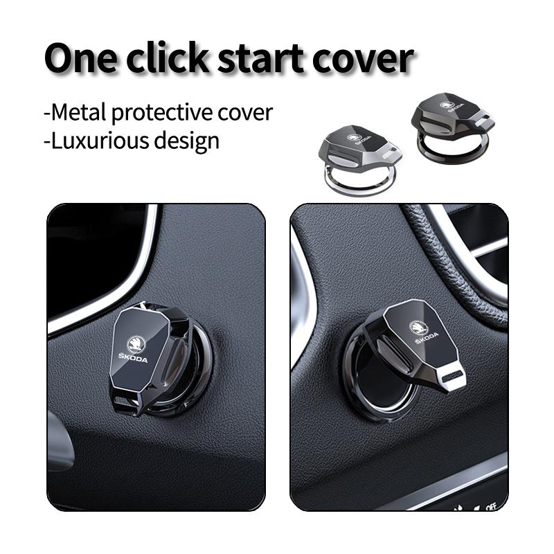 Car One-Touch Start Button Cover Metal Start Case Accessories For Skoda Octavia Superb Rapid Kodiaq Karoq Fabia Kamiq Roomster acq532