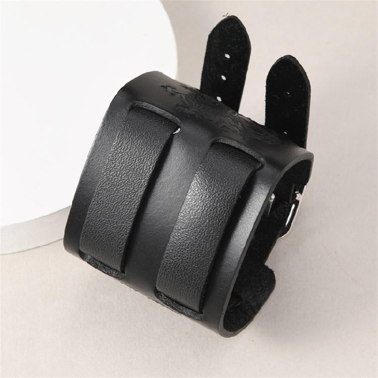 Bold Textured PU Leather Armband CostumeJewelry Lightweight Comfortable Adjustable Closure Unisex Fashion Item