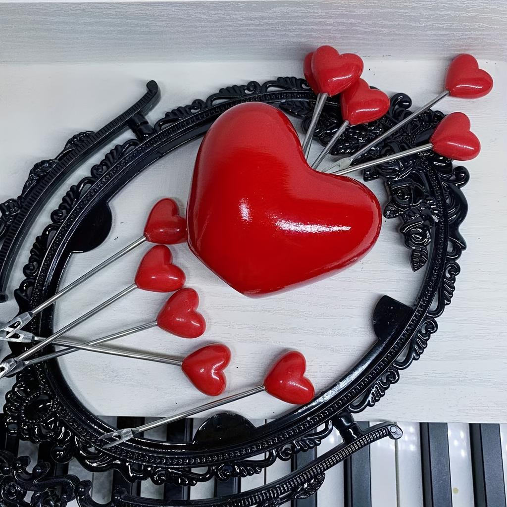 [Romantyczne widelczyki w kształcie serca] Romantyczne widelczyki do owoców w kształcie serca ze stali nierdzewnej 304 | Trwałe naczynia imprezowe na Walentynki, Boże Narodzenie, Wesela