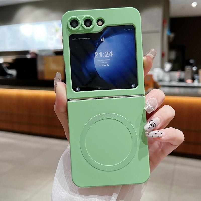 

Жидкий силиконовый магнитный матовый чехол для телефона Samsung Galaxy Z Flip 6 5 4 3 для складного чехла Magsafe Tpu Soft противоударный защитный чехол Samsung Z Flip6 зелёный