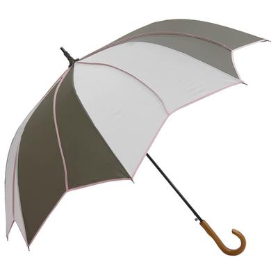 Large Flower Long Difficult To Get Piping X Green [Chinoiserie Modern] Umbrella, Women's, Motif, Umbrella, Deep, Wet, (Khaki Gray)