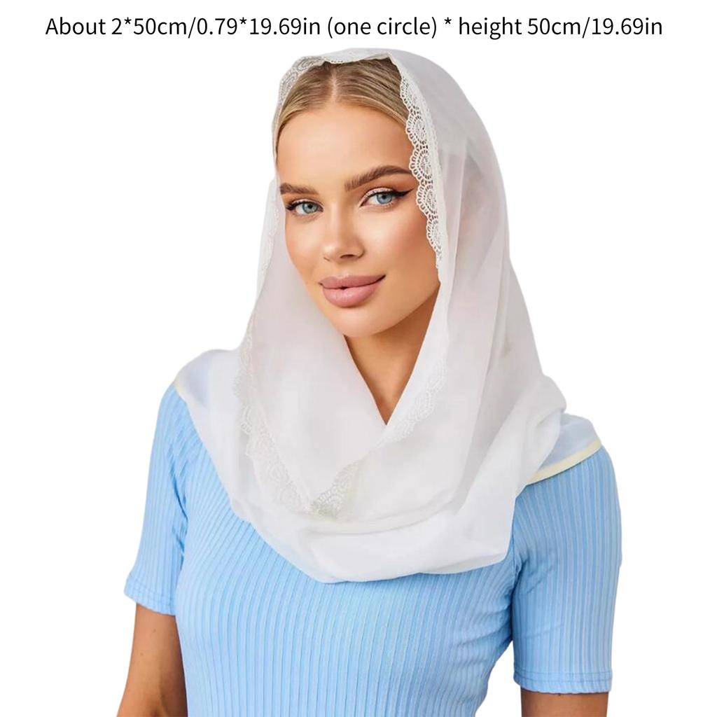 Chiffon Lace Mantilla Veil Breathable Scarf Shawl Lightweight Head Covering for Women Church Prayer Mass and Daily Use