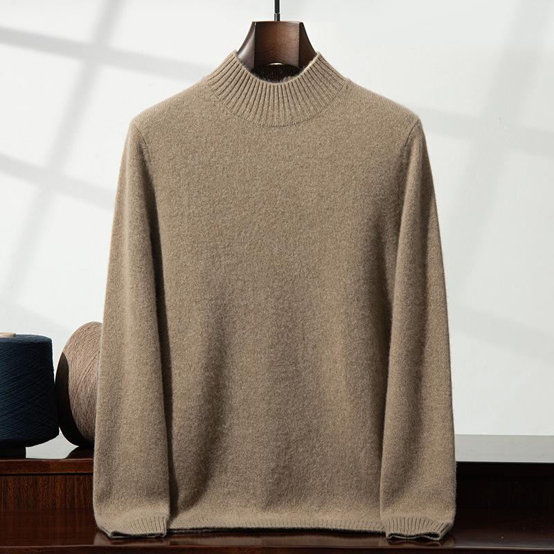 Новая кашемировая рубашка мужская с воротником-стойкой однотонная двухниточная утолщенная вязаная кашемировая S