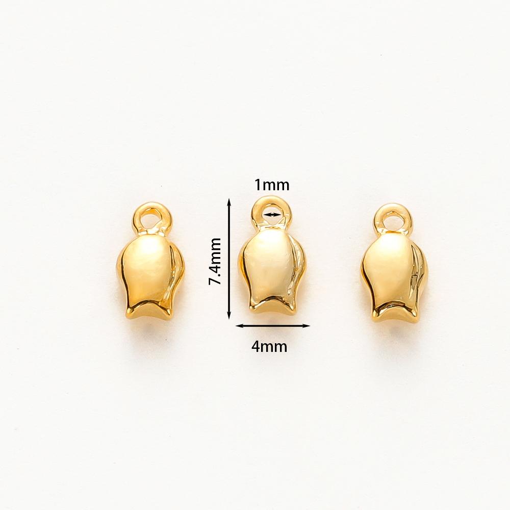20pcs/lot 14K/18K Gold Color Plated Brass Tulip Shape Pendants 4x7mm Charms Pendant for DIY Necklace Jewelry Making Supplies