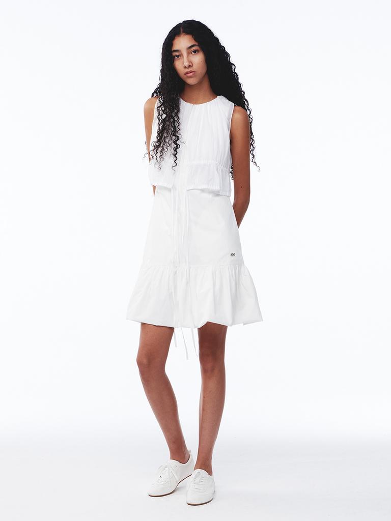 Gijun Sheer Layered Mini Dress Off-White